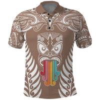 Personalised Kia Kaha Te Reo Maori Polo Shirt Hei Tiki Mix Koru - Brown LT7 Brown - Polynesian Pride