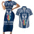 personalised-kia-kaha-te-reo-maori-couples-matching-short-sleeve-bodycon-dress-and-hawaiian-shirt-hei-tiki-mix-koru-navy-blue