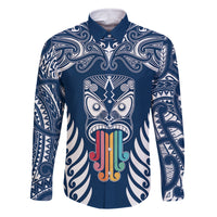 personalised-kia-kaha-te-reo-maori-family-matching-long-sleeve-bodycon-dress-and-hawaiian-shirt-hei-tiki-mix-koru-navy-blue