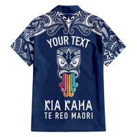 personalised-kia-kaha-te-reo-maori-family-matching-off-shoulder-maxi-dress-and-hawaiian-shirt-hei-tiki-mix-koru-navy-blue