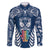 Personalised Kia Kaha Te Reo Maori Family Matching Puletasi Dress and Hawaiian Shirt Hei Tiki Mix Koru - Navy Blue LT7 Dad's Shirt - Long Sleeve Navy - Polynesian Pride