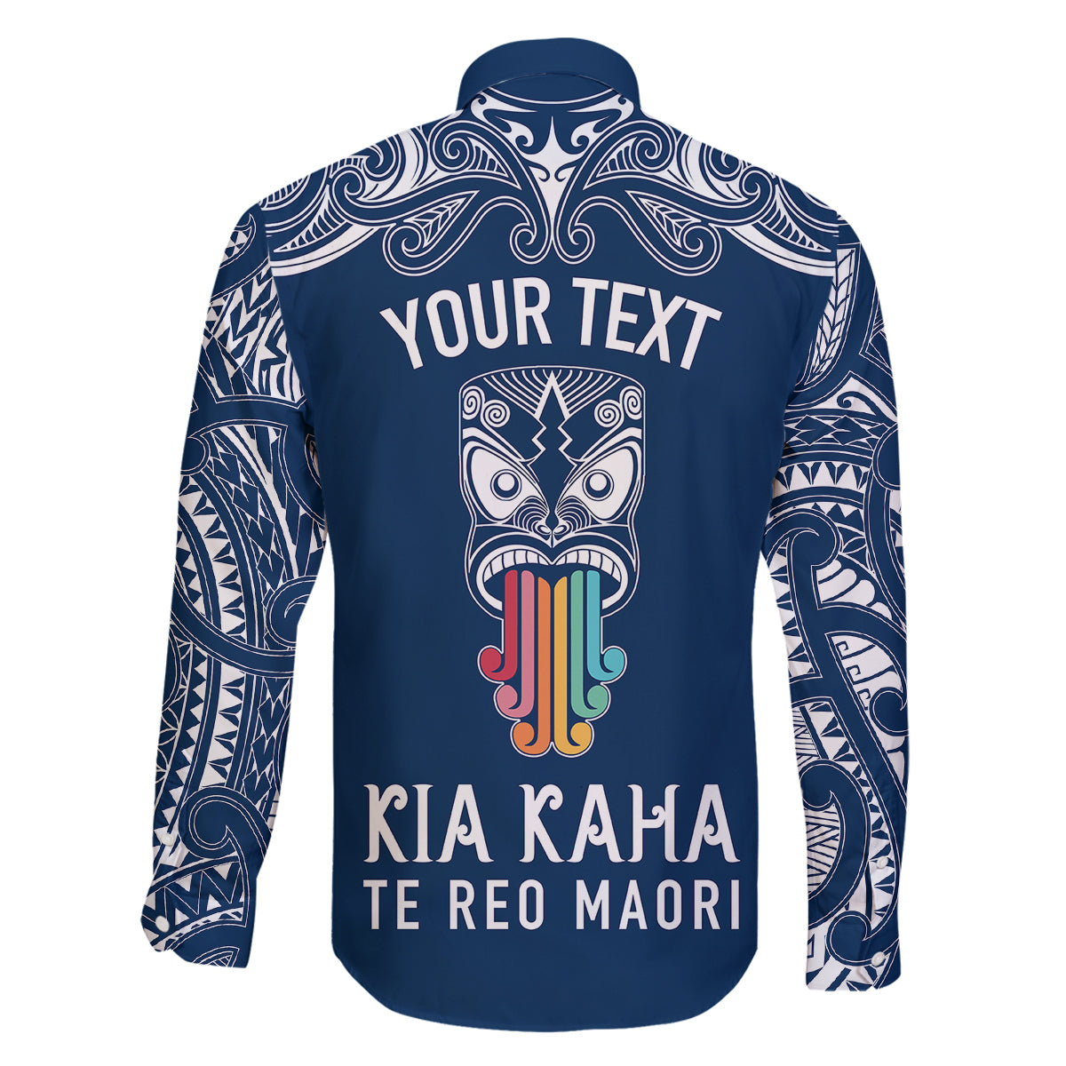 personalised-kia-kaha-te-reo-maori-family-matching-summer-maxi-dress-and-hawaiian-shirt-hei-tiki-mix-koru-navy-blue