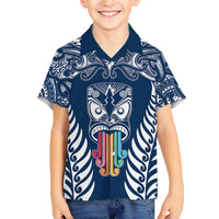 personalised-kia-kaha-te-reo-maori-kid-hawaiian-shirt-hei-tiki-mix-koru-navy-blue