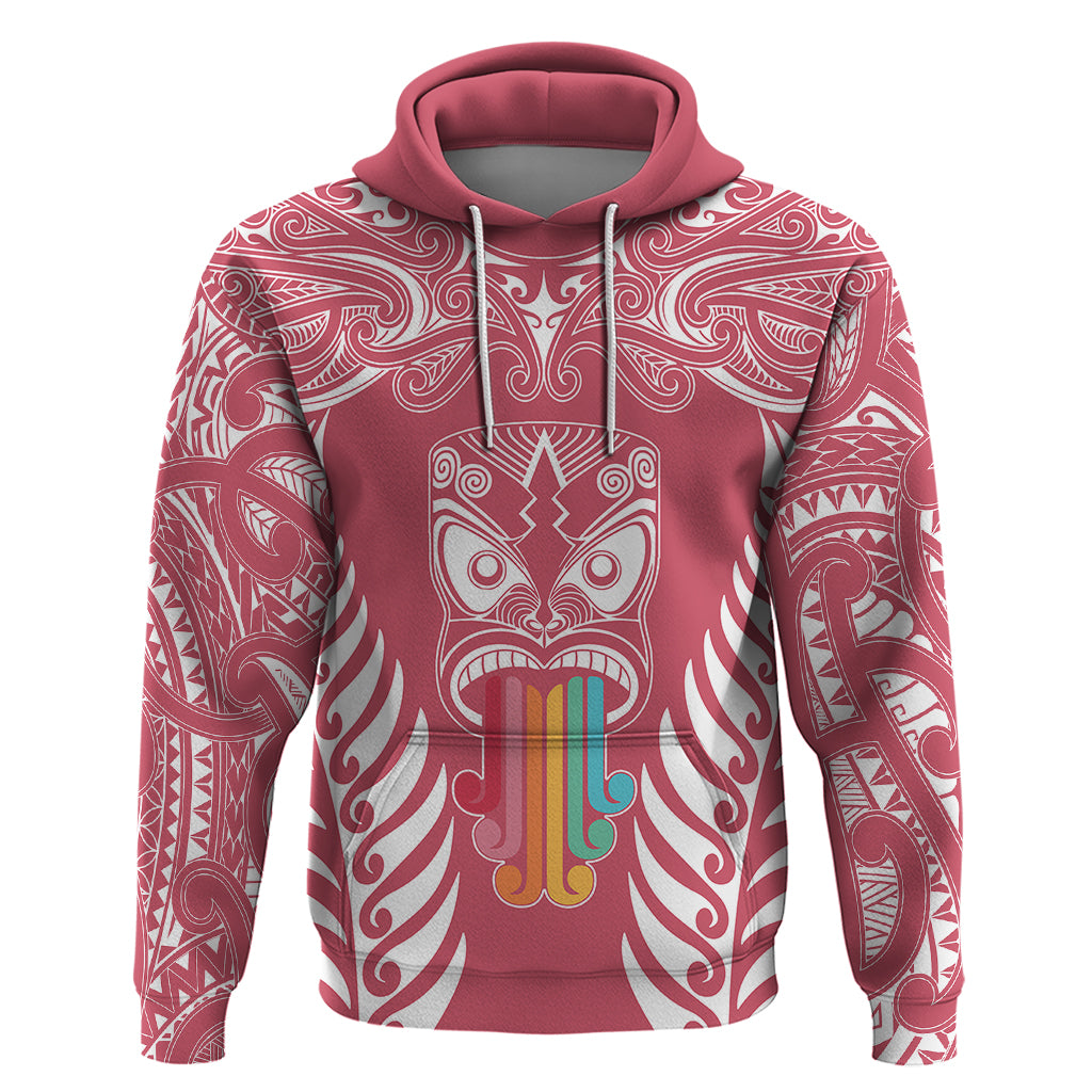 Personalised Kia Kaha Te Reo Maori Hoodie Hei Tiki Mix Koru - Pink LT7 Pink - Polynesian Pride