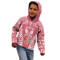 Personalised Kia Kaha Te Reo Maori Kid Hoodie Hei Tiki Mix Koru - Pink LT7 - Polynesian Pride