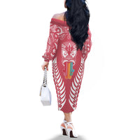 personalised-kia-kaha-te-reo-maori-off-the-shoulder-long-sleeve-dress-hei-tiki-mix-koru-pink