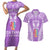 personalised-kia-kaha-te-reo-maori-couples-matching-short-sleeve-bodycon-dress-and-hawaiian-shirt-hei-tiki-mix-koru-purple