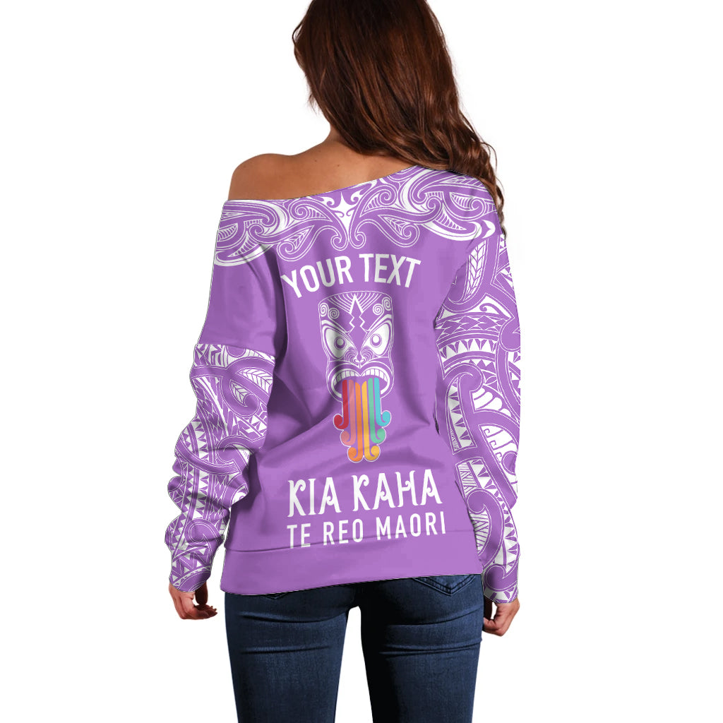 personalised-kia-kaha-te-reo-maori-off-shoulder-sweater-hei-tiki-mix-koru-purple