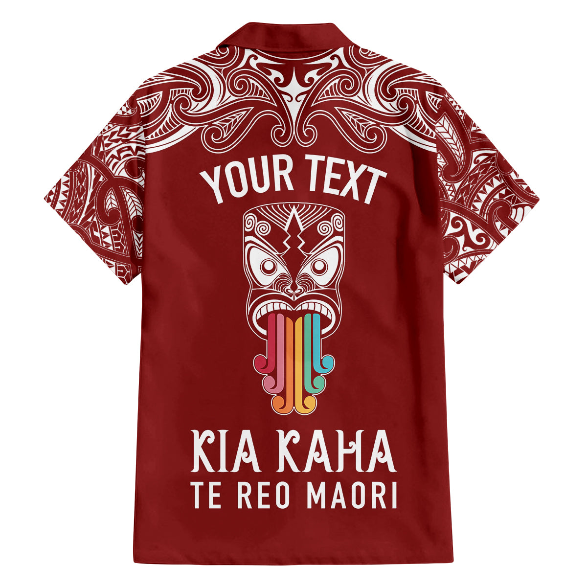 personalised-kia-kaha-te-reo-maori-family-matching-off-shoulder-long-sleeve-dress-and-hawaiian-shirt-hei-tiki-mix-koru-red