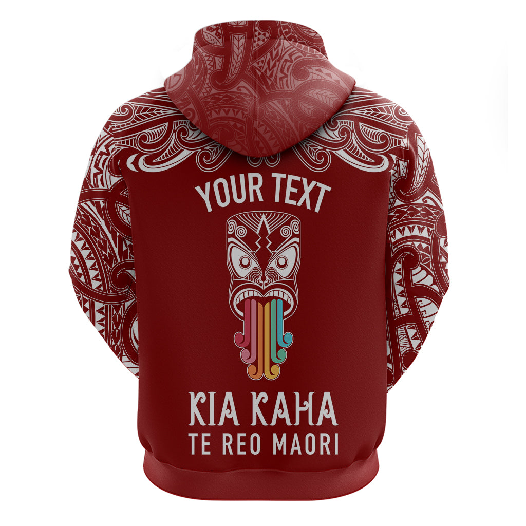 Personalised Kia Kaha Te Reo Maori Hoodie Hei Tiki Mix Koru - Red LT7 - Polynesian Pride