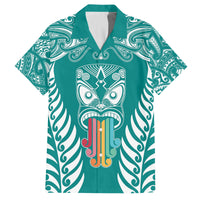 Personalised Kia Kaha Te Reo Maori Family Matching Puletasi Dress and Hawaiian Shirt Hei Tiki Mix Koru - Teal LT7 Dad's Shirt - Short Sleeve Teal - Polynesian Pride