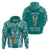 Personalised Kia Kaha Te Reo Maori Hoodie Hei Tiki Mix Koru - Teal LT7 - Polynesian Pride