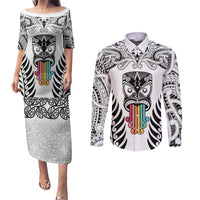 personalised-kia-kaha-te-reo-maori-couples-matching-puletasi-dress-and-long-sleeve-button-shirts-hei-tiki-mix-koru-white