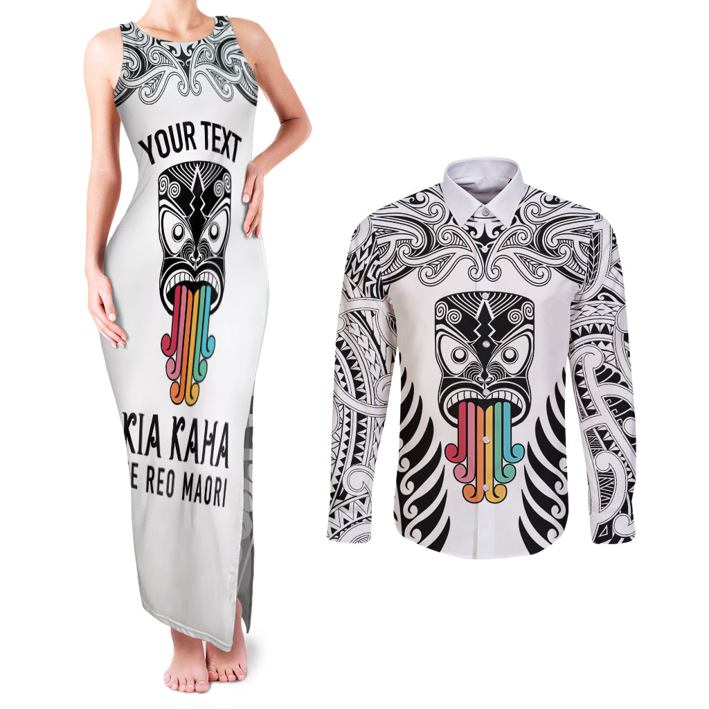 personalised-kia-kaha-te-reo-maori-couples-matching-tank-maxi-dress-and-long-sleeve-button-shirts-hei-tiki-mix-koru-white