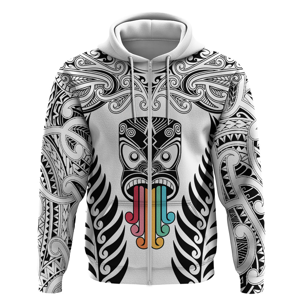 Personalised Kia Kaha Te Reo Maori Hoodie Hei Tiki Mix Koru - White LT7 - Polynesian Pride