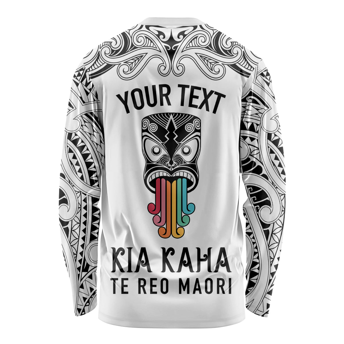 personalised-kia-kaha-te-reo-maori-long-sleeve-shirt-hei-tiki-mix-koru-white