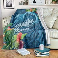 Outrigger Canoe Blue Blanket On The Waves