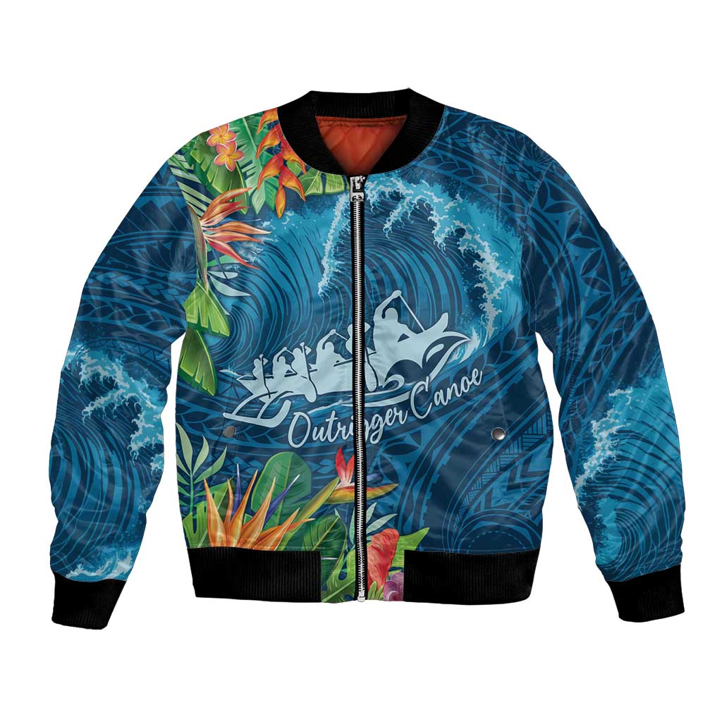 Outrigger Canoe Blue Bomber Jacket On The Waves