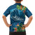 Outrigger Canoe Blue Family Matching Off The Shoulder Long Sleeve Dress and Hawaiian Shirt On The Waves