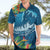 Outrigger Canoe Blue Hawaiian Shirt On The Waves