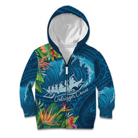 Outrigger Canoe Blue Kid Hoodie On The Waves
