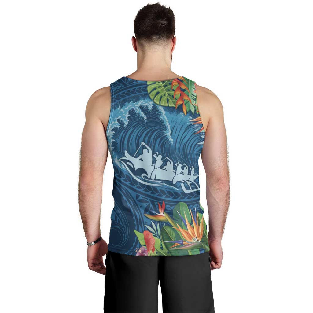 Outrigger Canoe Blue Men Tank Top On The Waves