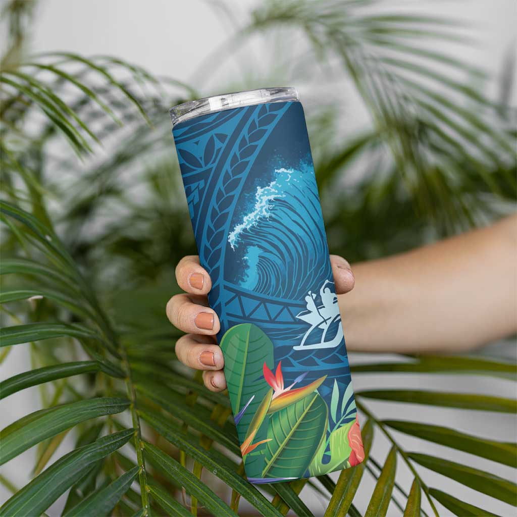 Outrigger Canoe Blue Skinny Tumbler On The Waves