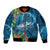 Outrigger Canoe Blue Sleeve Zip Bomber Jacket On The Waves