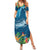 Outrigger Canoe Blue Summer Maxi Dress On The Waves