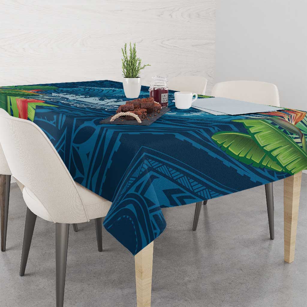 Outrigger Canoe Blue Tablecloth On The Waves