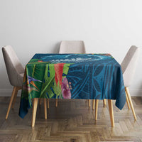Outrigger Canoe Blue Tablecloth On The Waves