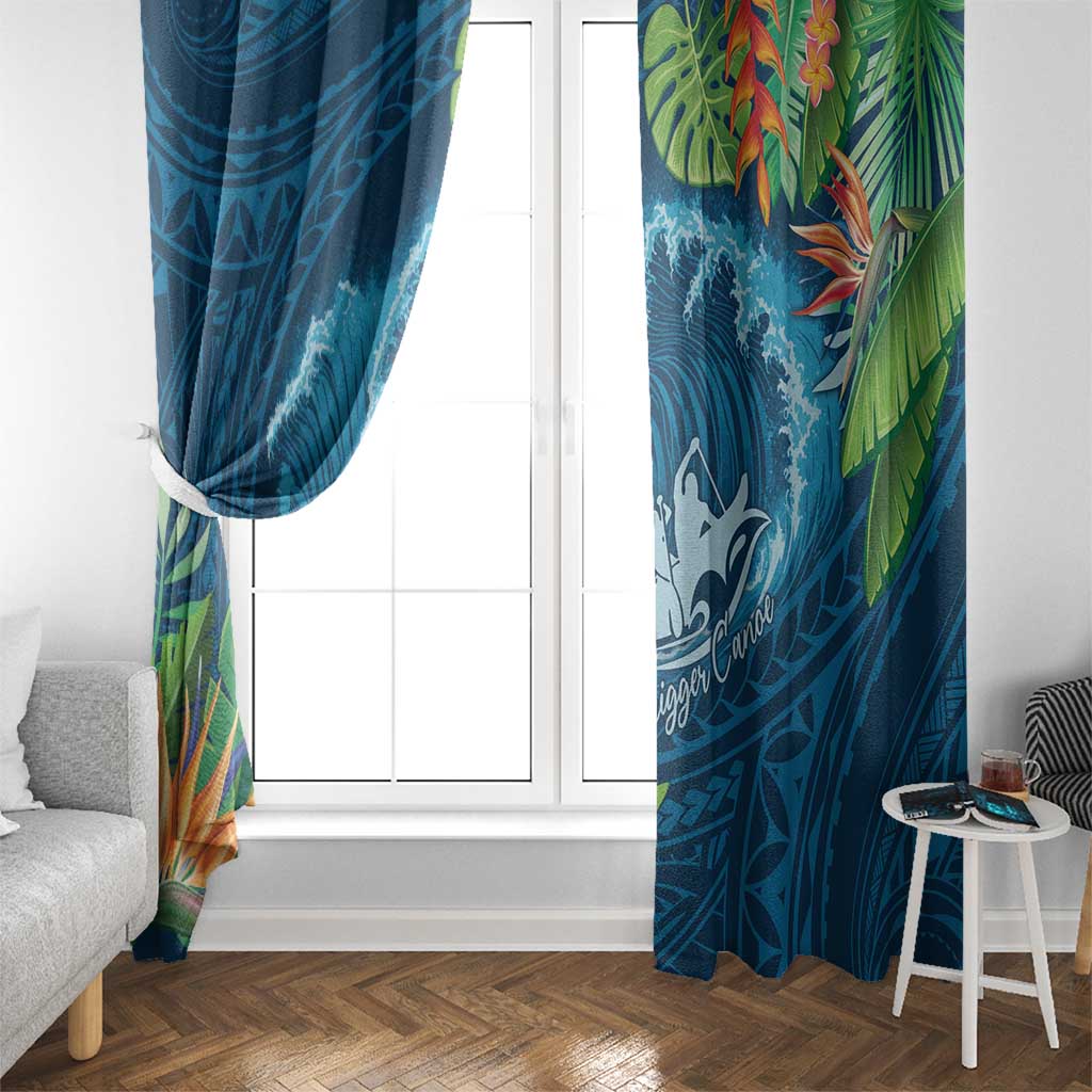 Outrigger Canoe Blue Window Curtain On The Waves