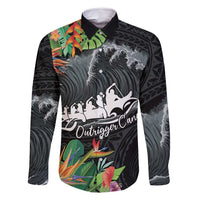 Outrigger Canoe Black Family Matching Long Sleeve Bodycon Dress and Hawaiian Shirt On The Waves LT7 Dad's Shirt - Long Sleeve Black - Polynesian Pride