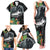 Outrigger Canoe Black Family Matching Tank Maxi Dress and Hawaiian Shirt On The Waves