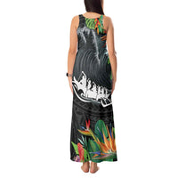 Outrigger Canoe Black Tank Maxi Dress On The Waves