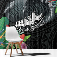 Outrigger Canoe Black Window Curtain On The Waves