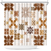 Vintage Hawaii Shower Curtain Hawaiian Quilt Kapa Mismatch Beige LT7 Beige - Polynesian Pride