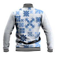 Vintage Hawaii Baseball Jacket Hawaiian Quilt Kapa Mismatch Blue LT7 - Polynesian Pride