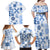 Vintage Hawaii Family Matching Off Shoulder Maxi Dress and Hawaiian Shirt Hawaiian Quilt Kapa Mismatch Blue LT7 - Polynesian Pride