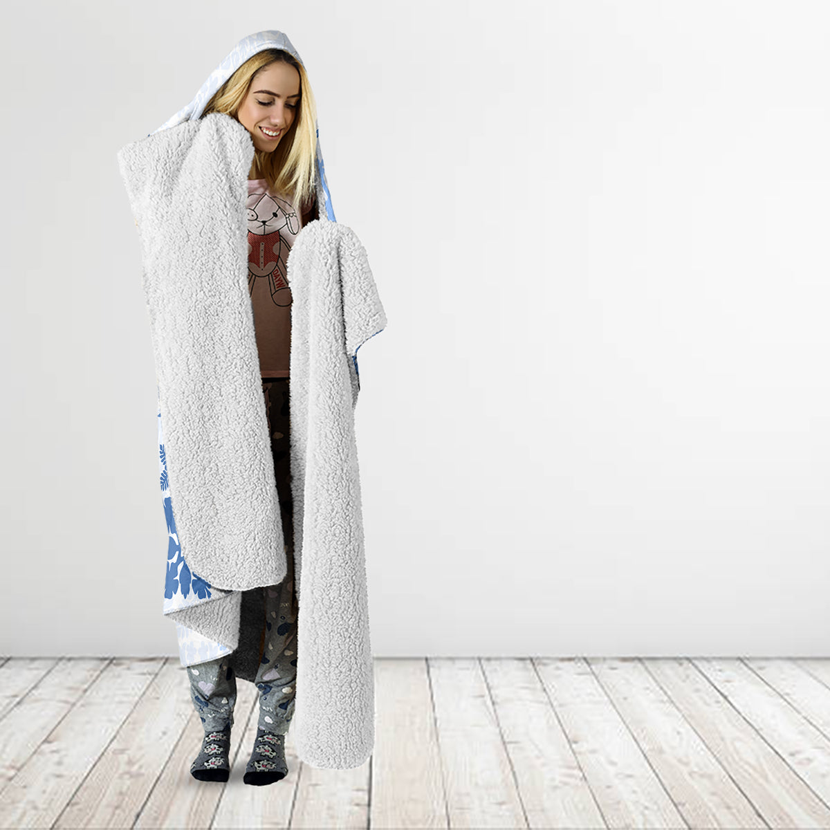 Vintage Hawaii Hooded Blanket Hawaiian Quilt Kapa Mismatch Blue LT7 - Polynesian Pride