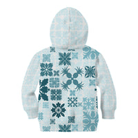 Vintage Hawaii Kid Hoodie Hawaiian Quilt Kapa Mismatch Teal LT7 - Polynesian Pride