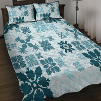 Vintage Hawaii Quilt Bed Set Hawaiian Quilt Kapa Mismatch Teal LT7 - Polynesian Pride