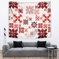 Vintage Hawaii Tapestry Hawaiian Quilt Kapa Mismatch Red LT7 - Polynesian Pride