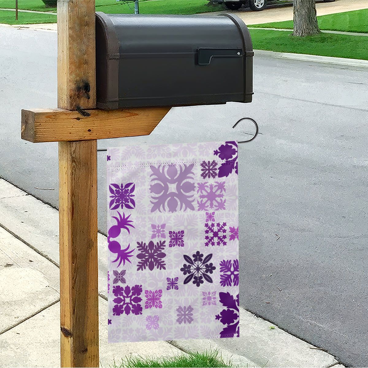 Vintage Hawaii Garden Flag Hawaiian Quilt Kapa Mismatch Purple LT7 - Polynesian Pride