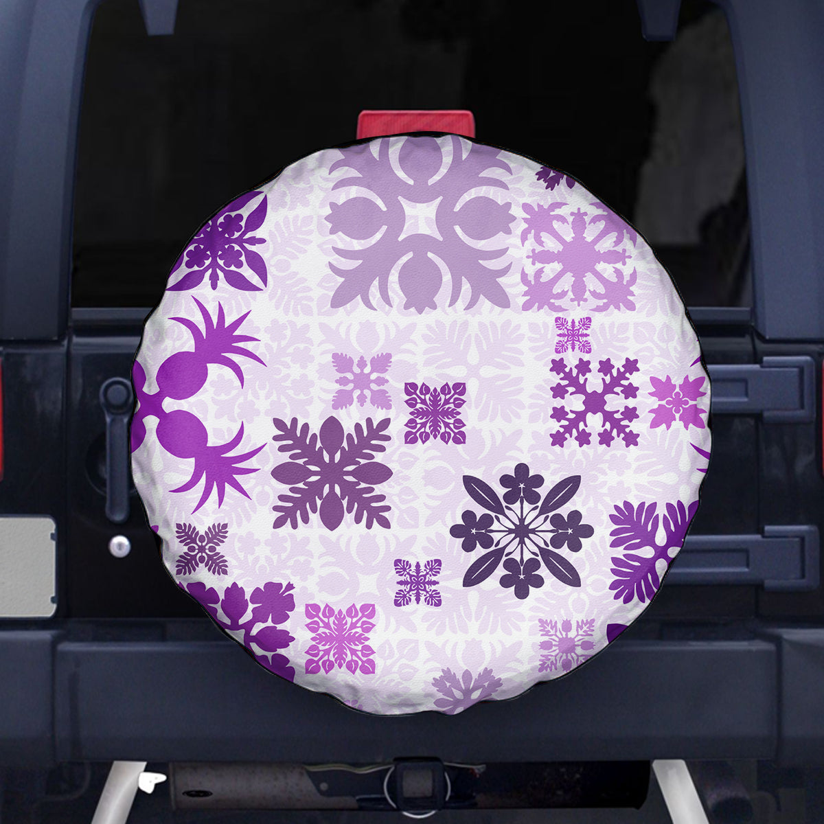 Vintage Hawaii Spare Tire Cover Hawaiian Quilt Kapa Mismatch Purple LT7 Purple - Polynesian Pride