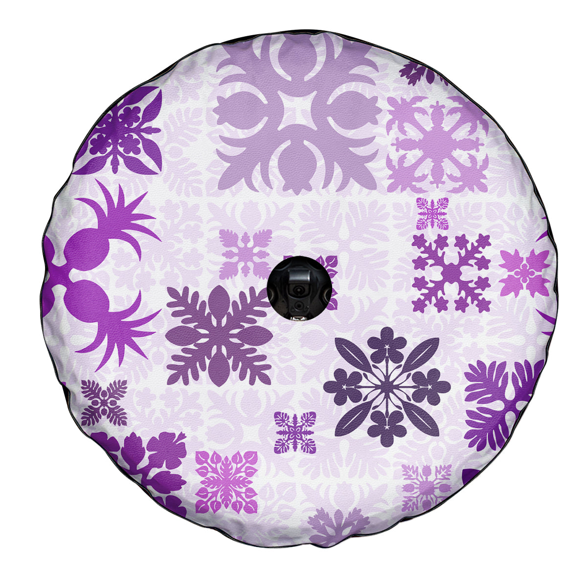 Vintage Hawaii Spare Tire Cover Hawaiian Quilt Kapa Mismatch Purple LT7 - Polynesian Pride
