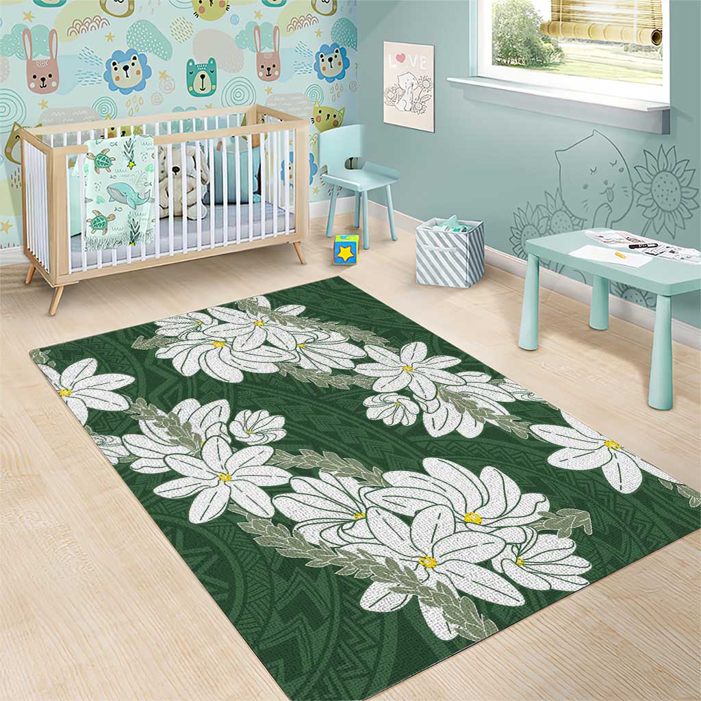 Ia Orana Tahiti Tiare Area Rug Sage Green Lei - Polynesian Pride