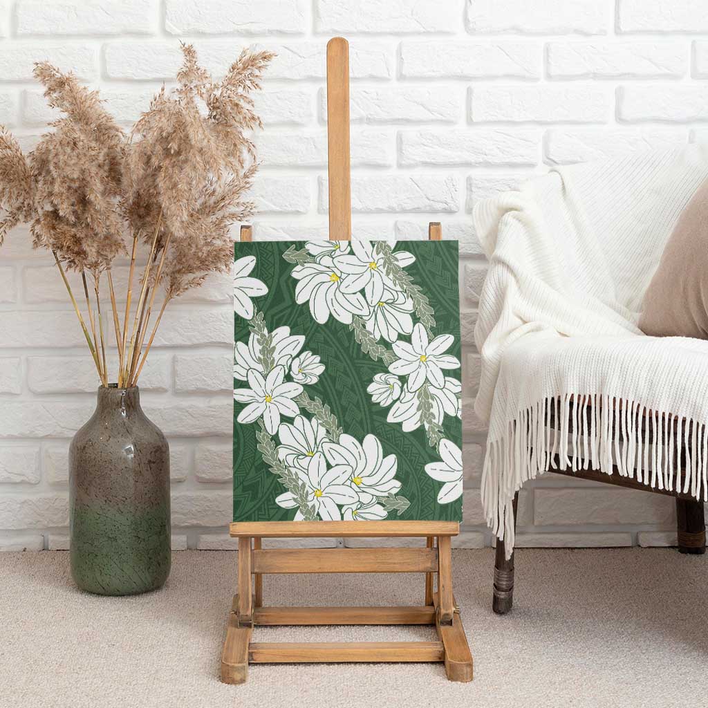 Ia Orana Tahiti Tiare Canvas Wall Art Sage Green Lei - Polynesian Pride