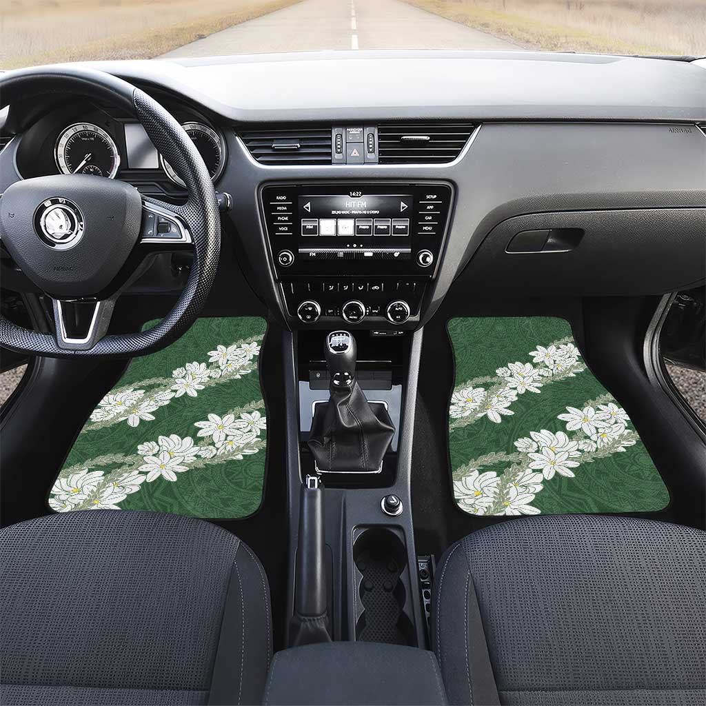 Ia Orana Tahiti Tiare Car Mats Sage Green Lei - Polynesian Pride