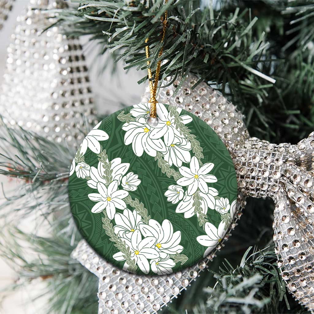 Ia Orana Tahiti Tiare Ceramic Ornament Sage Green Lei - Polynesian Pride
